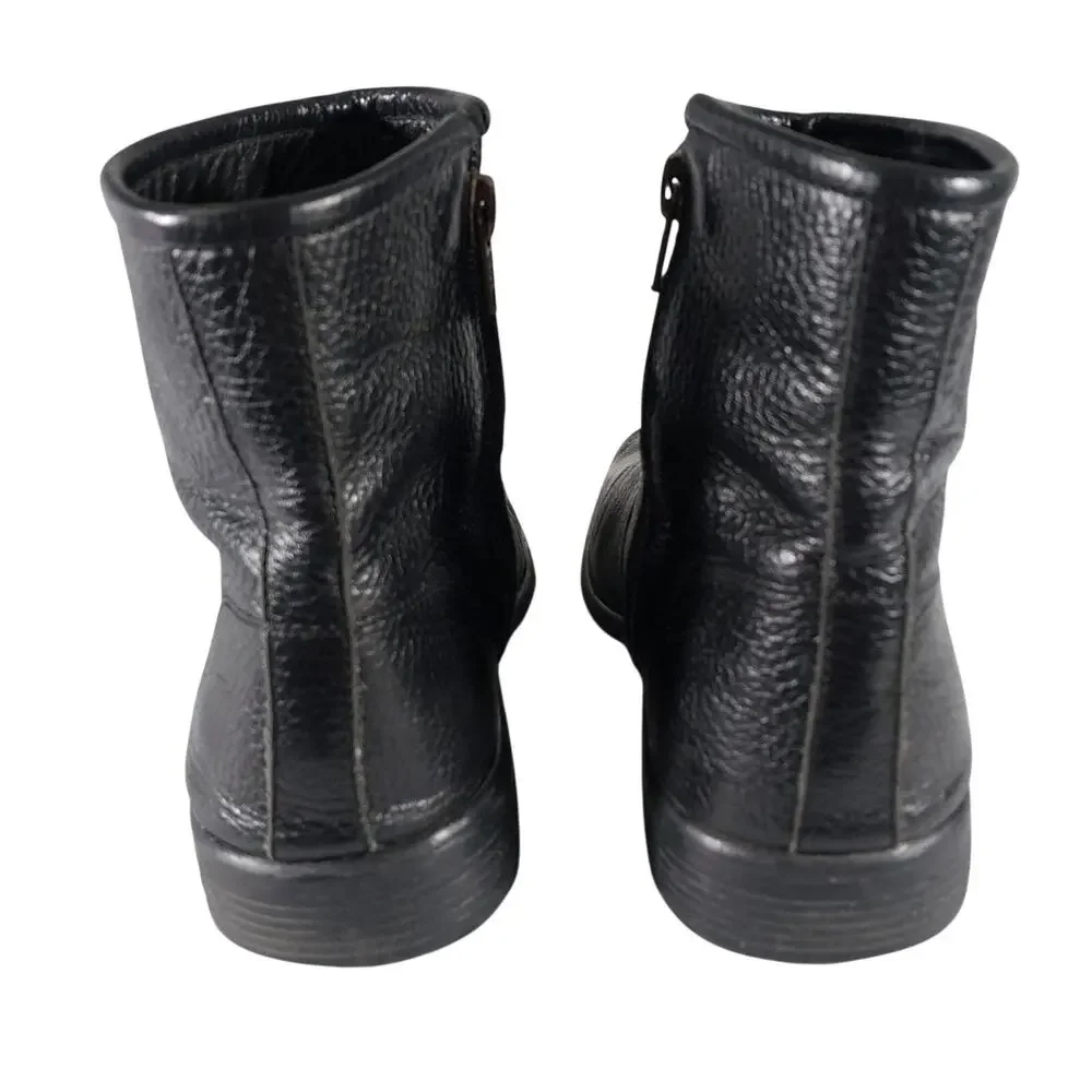 ALFARO! COLOMBIAN MADE BLACK GENUINE LEATHER NIPPED TOE ZIPPER BOOTS! SZ 7.5M